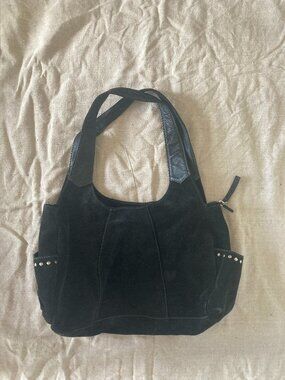 J. Jill vintage black suede and leather hobo bag studs